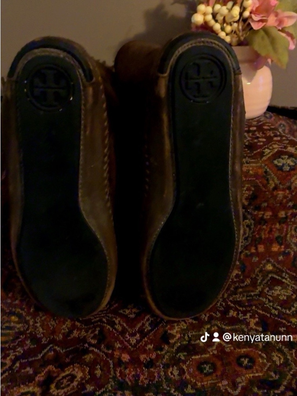 Tory Burch Brown Suede Shearling-Trim Winter Boots - Picture 4 of 4